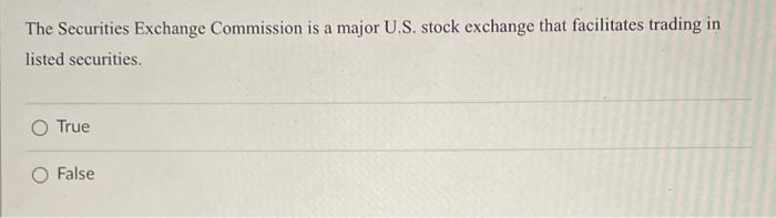 Solved The Securities Exchange Commission is a major U.S. | Chegg.com