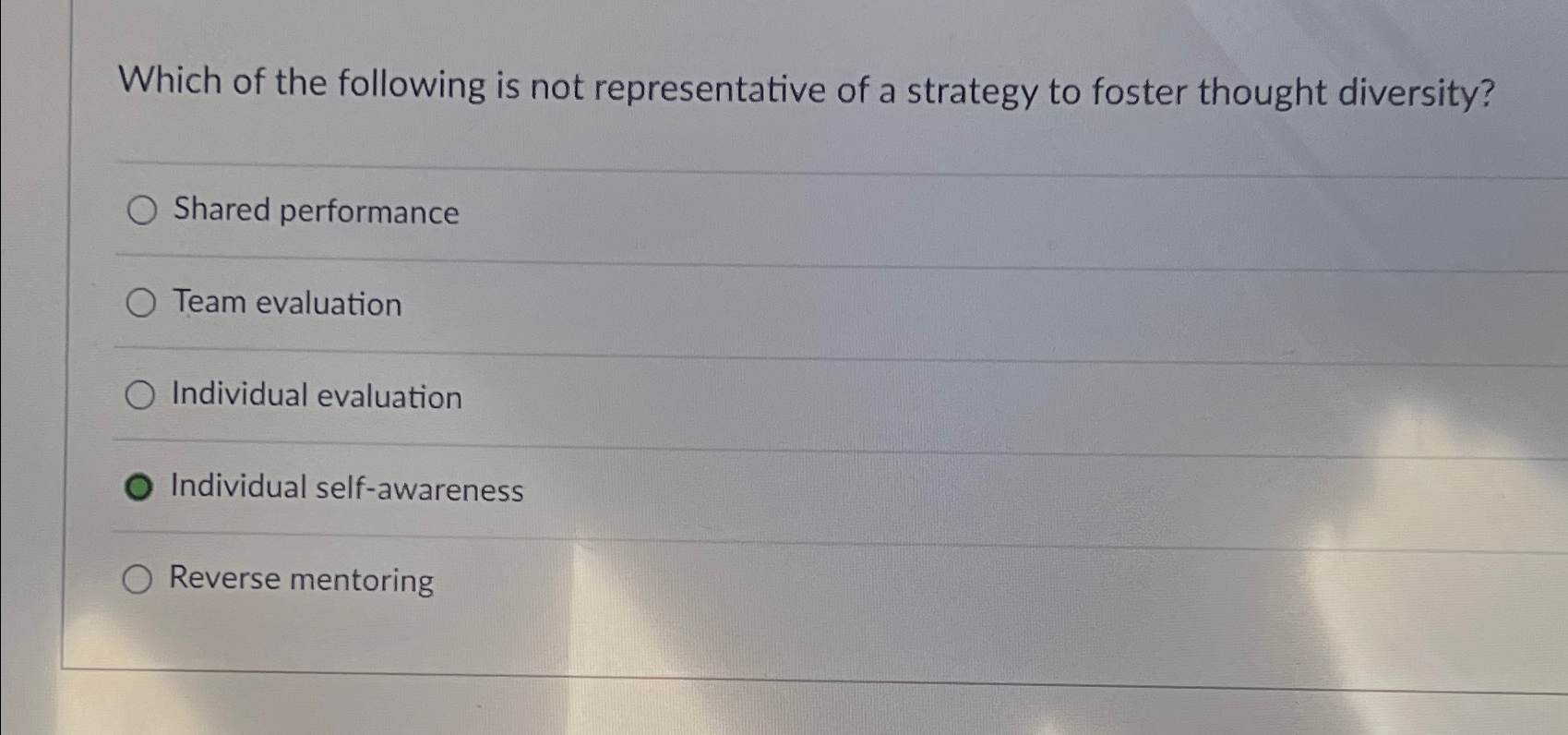 Solved Which of the following is not representative of a | Chegg.com