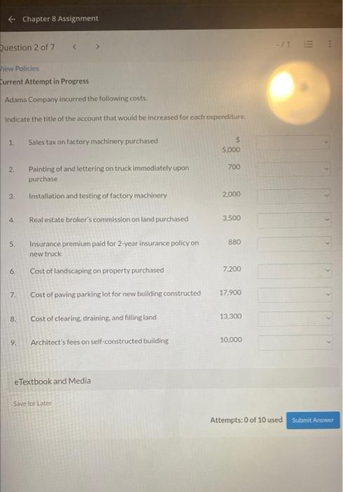 Solved ← Chapter 8 Assignment Question 2 of 7 1 View | Chegg.com