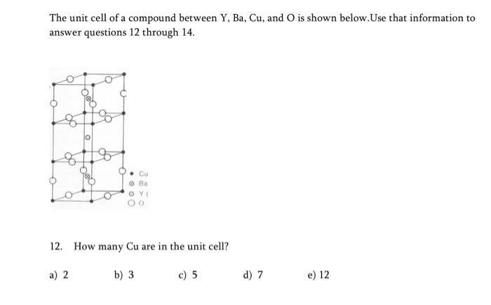 Solved The unit cell of a compound between Y, Ba, Cu, and O | Chegg.com