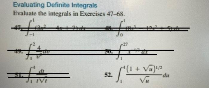 Solved Evaluating Definite Integrals Evaluate the integrals | Chegg.com