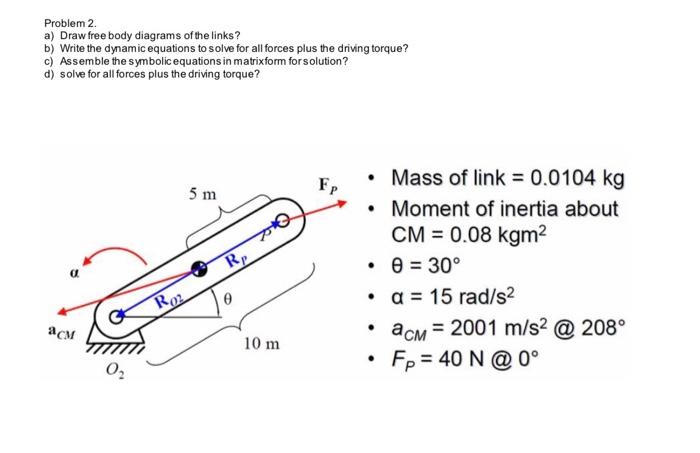 Solved Problem 2 A) Draw Free Body Diagrams Of The Links? B) | Chegg.com