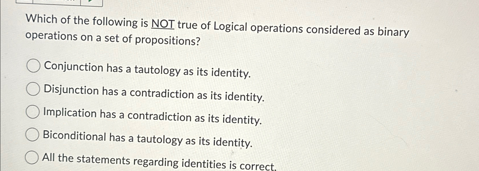 Solved Which of the following is NOT true of Logical | Chegg.com