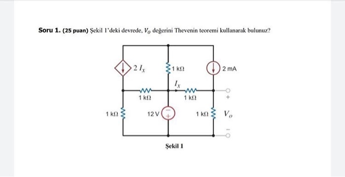 Solved Soru 1. (25 Puan) Şekil 1'deki Devrede. V, Değerini | Chegg.com