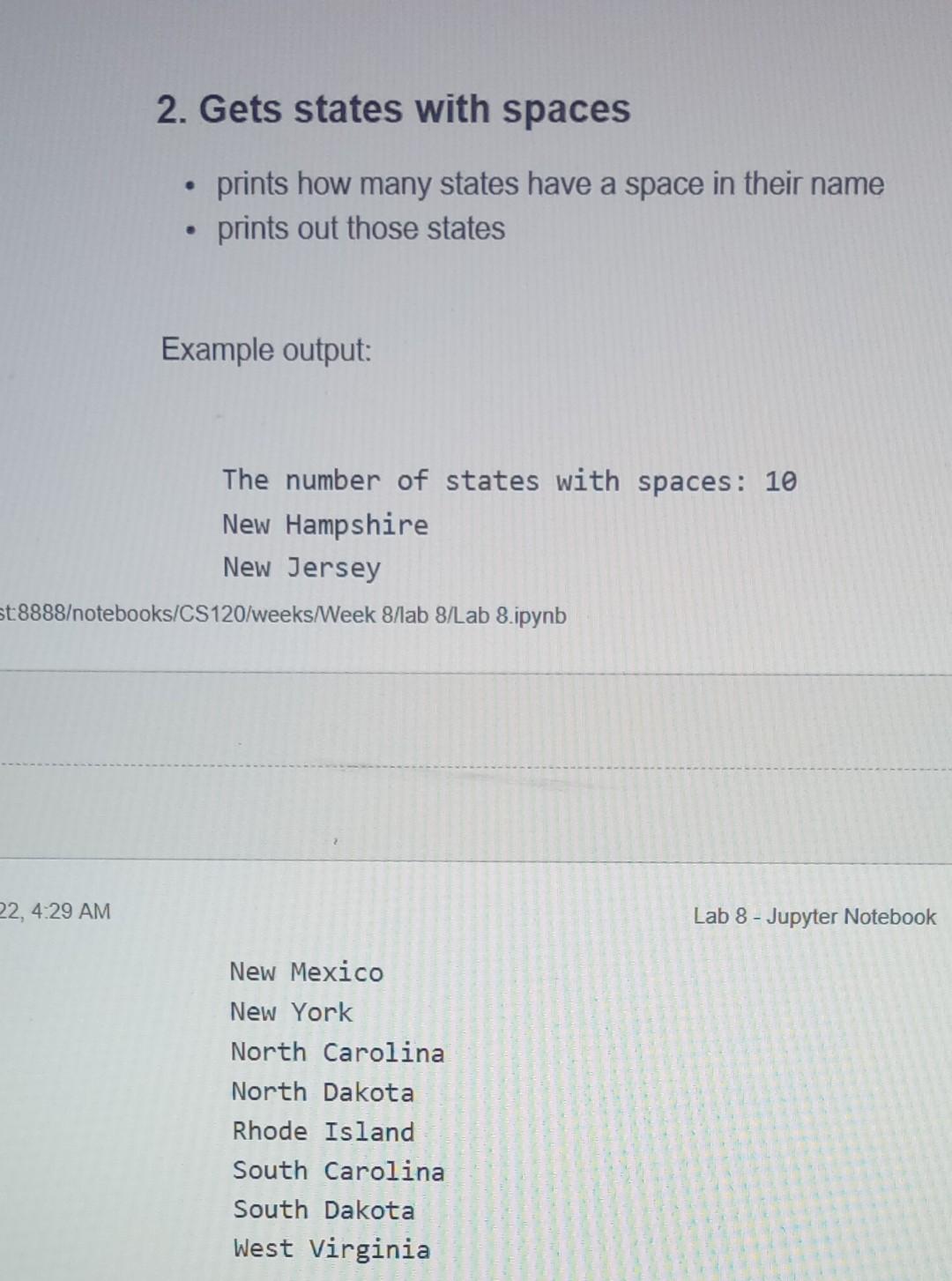 Solved 2. Gets states with spaces - prints how many states | Chegg.com