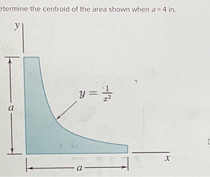 Solved etermine the centroid of the area shown when a=4 | Chegg.com