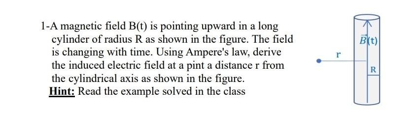 Solved Example : A Uniform Magnetic Field B(t), Pointing | Chegg.com