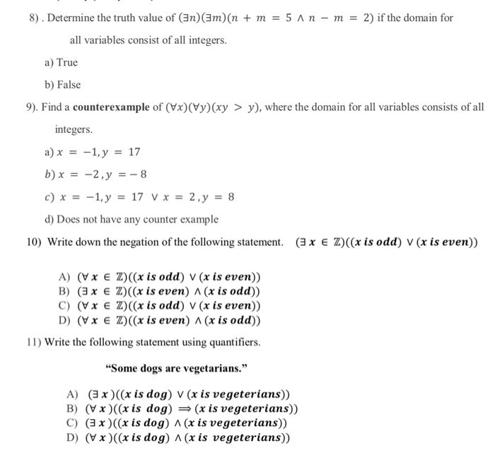 Solved 8 Determine The Truth Value Of 3n Am N M Chegg Com