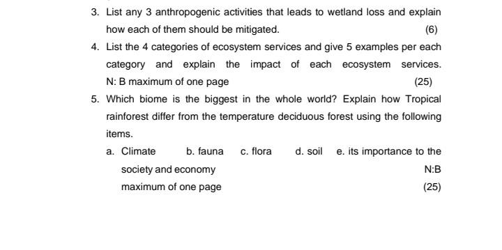 Solved 3. List any 3 anthropogenic activities that leads to | Chegg.com