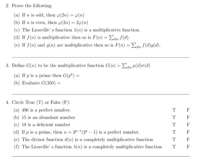 Solved 2 Prove The Following A If N Is Odd Then Y 2n Chegg Com