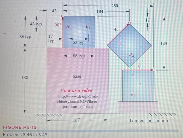 Solved 3-46 Design a fourbar linkage to move the object in | Chegg.com