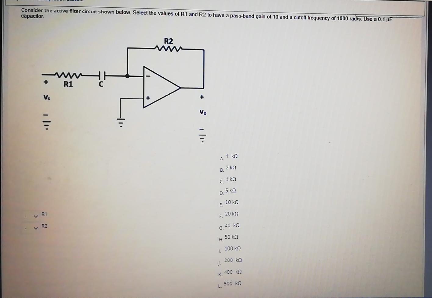 Solved Consider the active filter circuit shown below. | Chegg.com