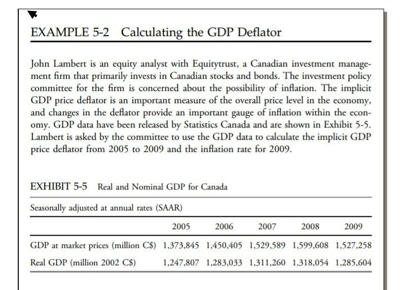 Solved EXAMPLE 5-2 Calculating The GDP Deflator John Lambert | Chegg.com