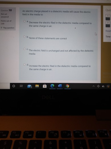 Solved De 10 Quiz An electric charge placed in a dielectric | Chegg.com
