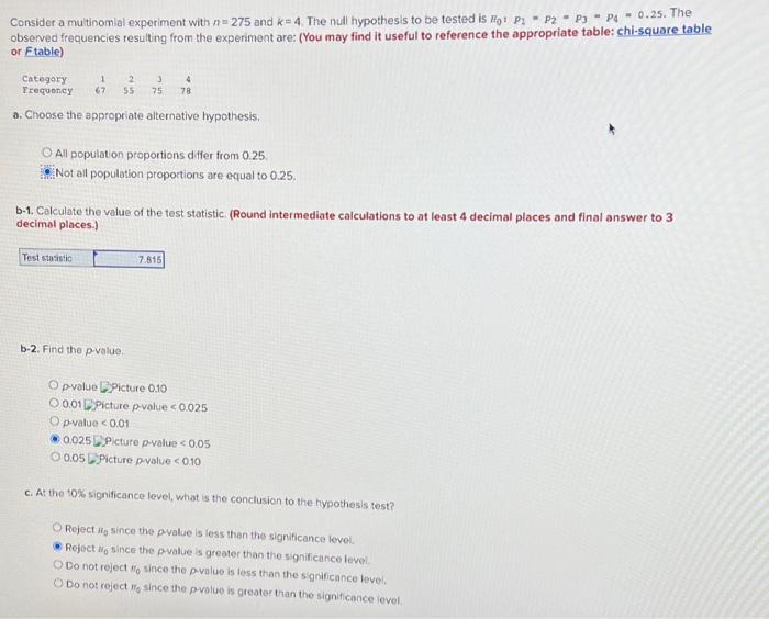 Solved Consider a multinomial experiment with n = 275 and | Chegg.com