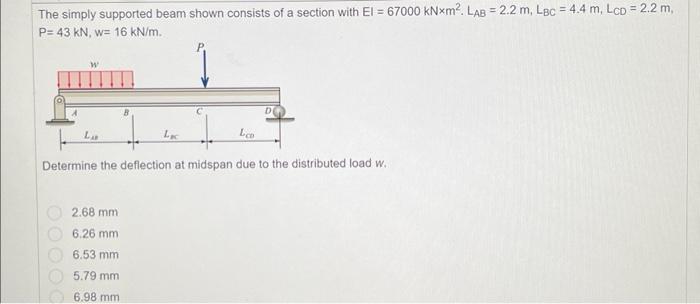 Solved The simply supported beam shown consists of a section | Chegg.com