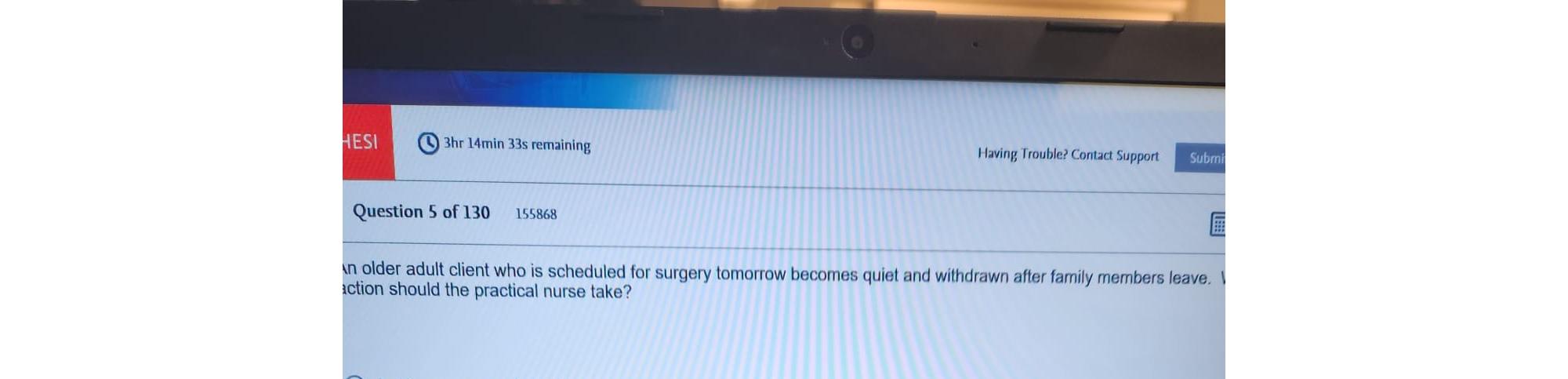 Solved HESI3hr 14min33 ﻿s RemainingHaving Trouble? Contact | Chegg.com