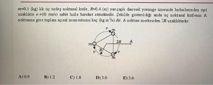 Solved Three Identical Point Masses Of M 0 1 Kg Are M Chegg Com