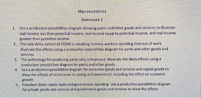 Solved Macroeconomics Homework 1 1. Use o production | Chegg.com