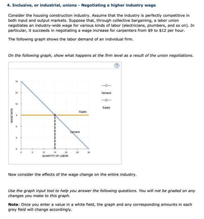 Solved 4. Inclusive, or industrial, unions - Negotiating a | Chegg.com