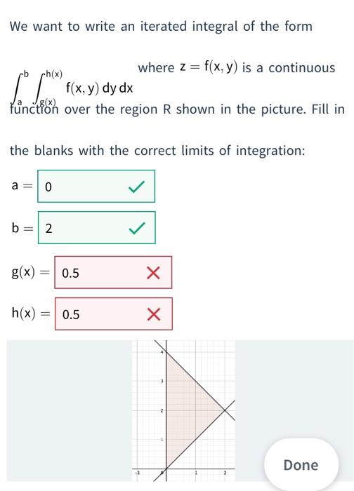 Solved We want to write an iterated integral of the form | Chegg.com