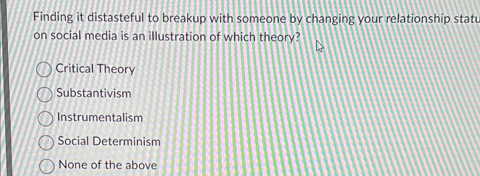 Solved Finding it distasteful to breakup with someone by | Chegg.com