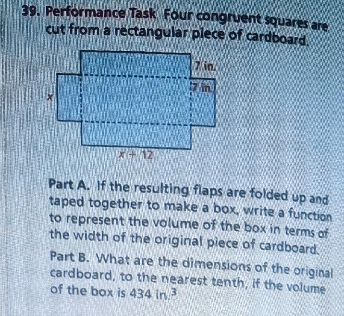 Solved 9. Performance task Four congruent squares are cut | Chegg.com