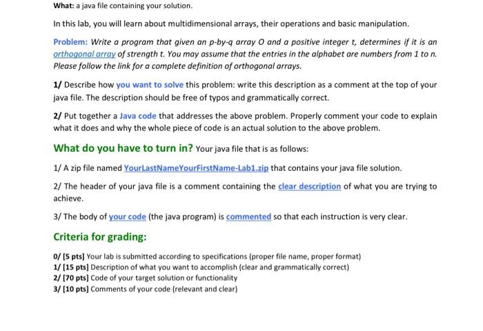 Solved What: a java file containing your solution. In this | Chegg.com