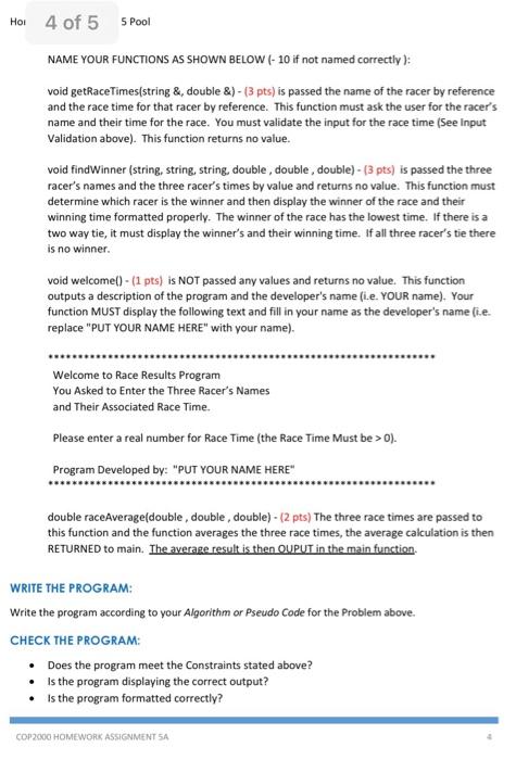 Solved Homework Assignment 5 Pool Homework Assignment 5-A | Chegg.com