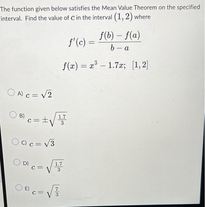 Solved Find the absolute minimum value of the given function | Chegg.com