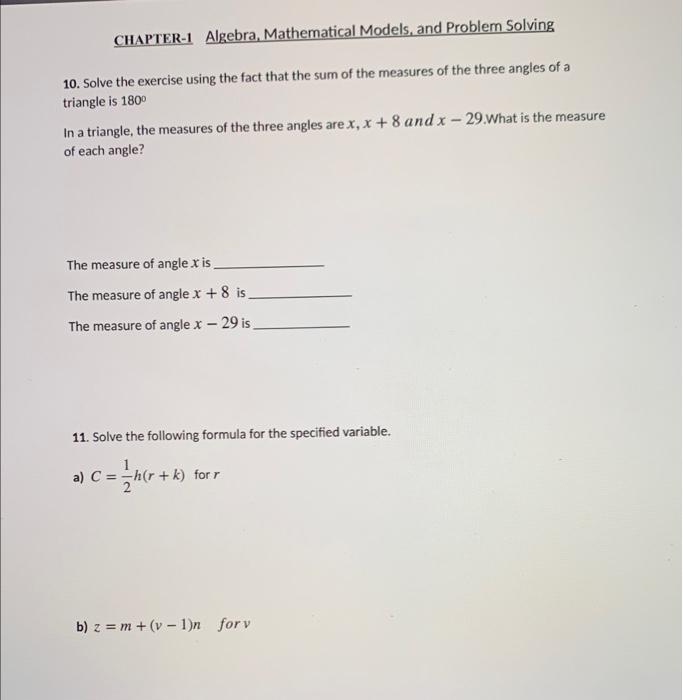 chapter 1 introduction to problem solving and mathematical models