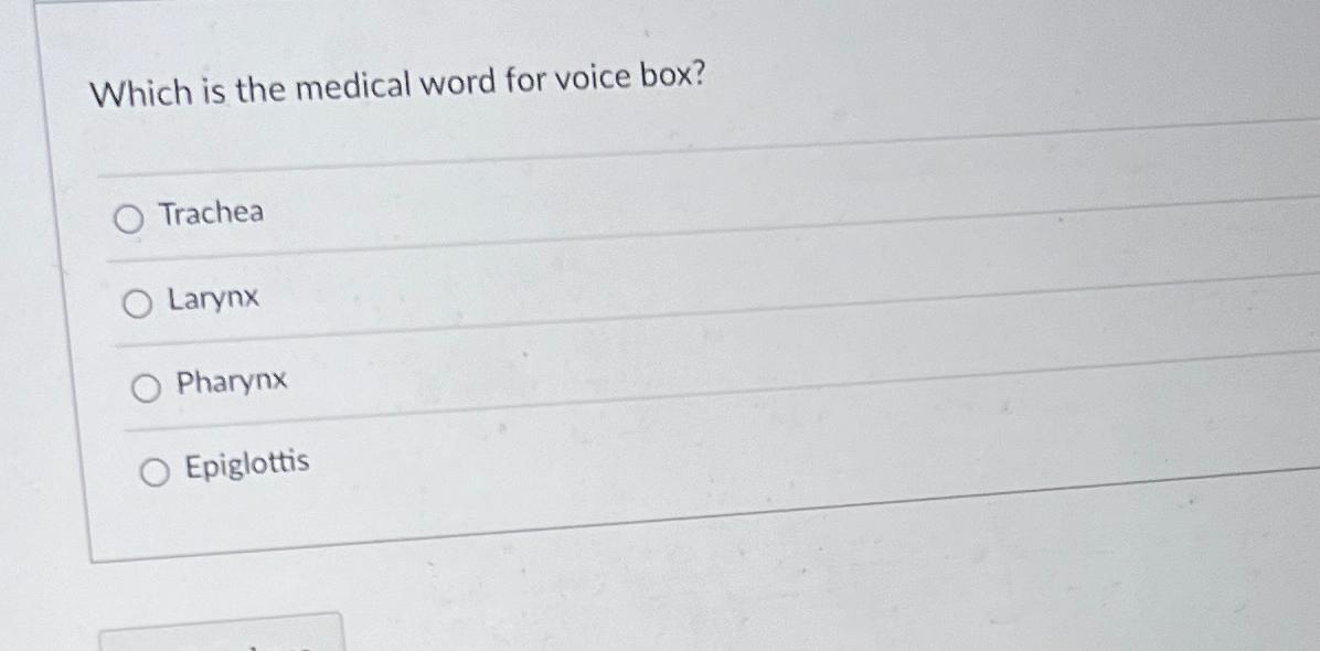 Solved Which is the medical word for voice