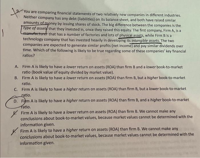 Solved ولا You are comparing financial statements of two | Chegg.com
