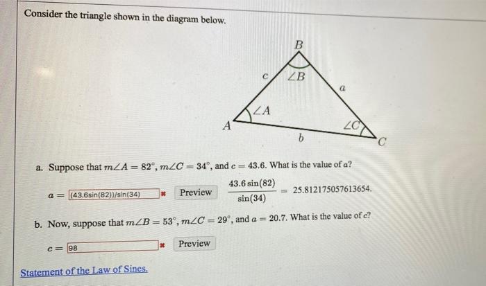 Solved Consider the triangle shown in the diagram below. B с | Chegg.com