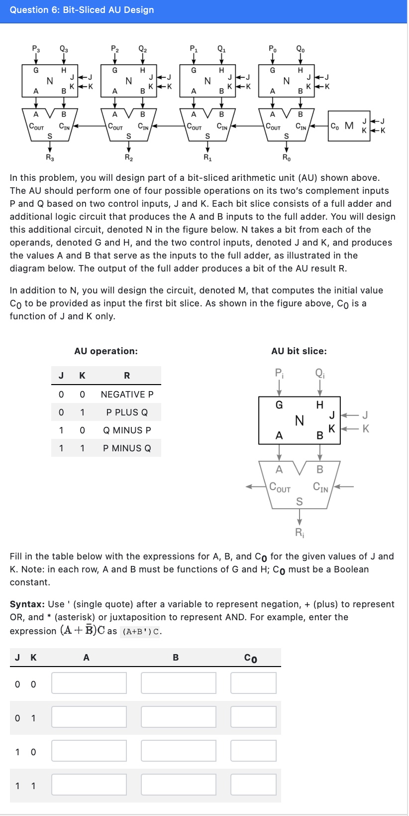 Solved In this problem, you will design part of a bit-sliced | Chegg.com