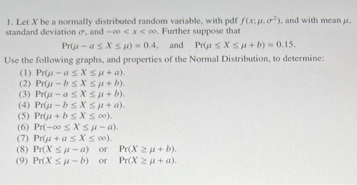 1. Let X be a normally distributed random variable, | Chegg.com