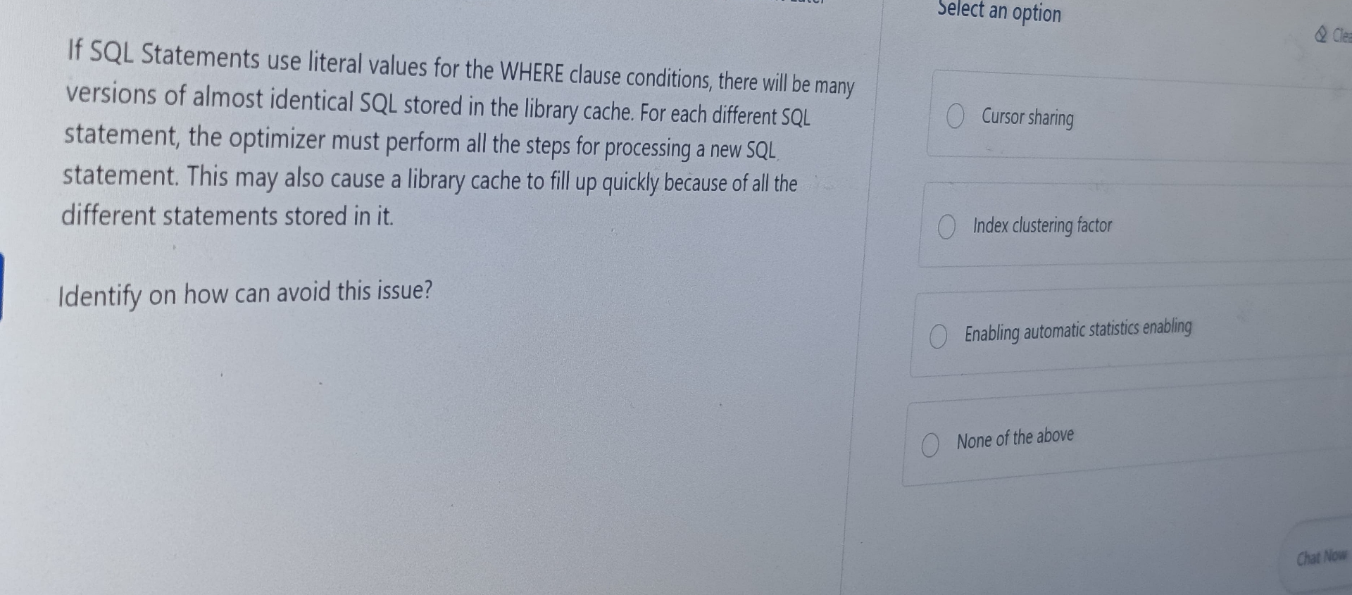 Solved If SQL Statements use literal values for the WHERE | Chegg.com