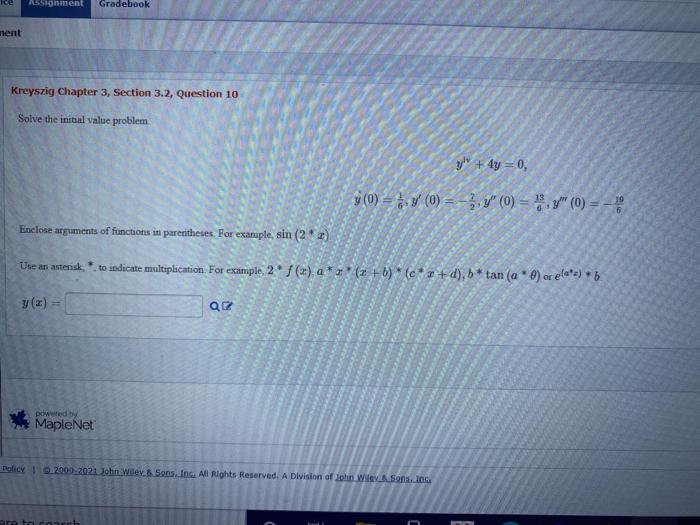 Ce Gradebook Nent Kreyszig Chapter 3, Section 3.2 ...