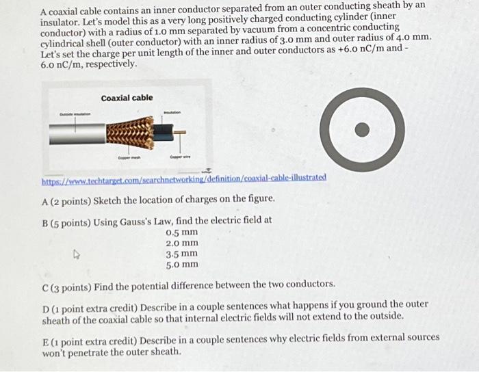 A coaxial cable contains an inner conductor separated | Chegg.com