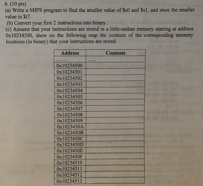 Solved 6.(10 pts) (a) Write a MIPS program to find the | Chegg.com