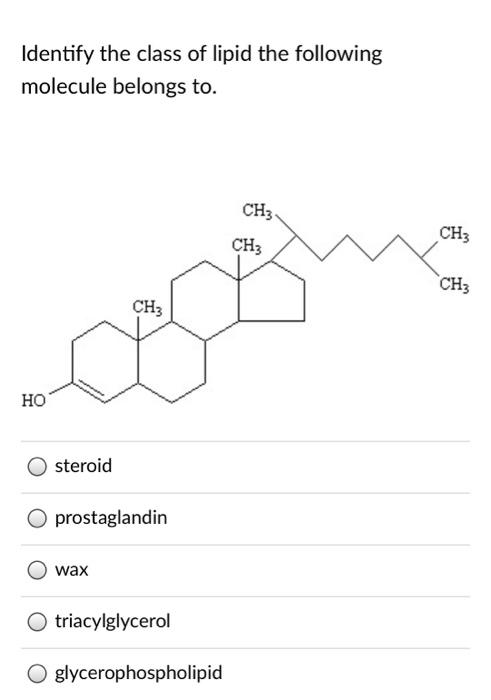 Solved Identify the class of lipid the following molecule | Chegg.com