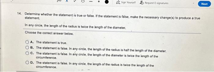 Solved 4. Determine whether the statement is true or false. | Chegg.com