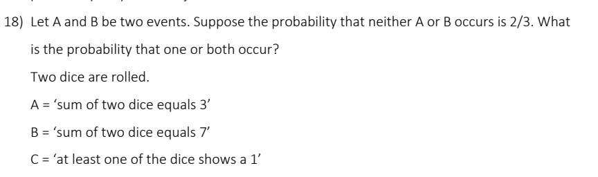 Solved 18) Let A and B be two events. Suppose the | Chegg.com