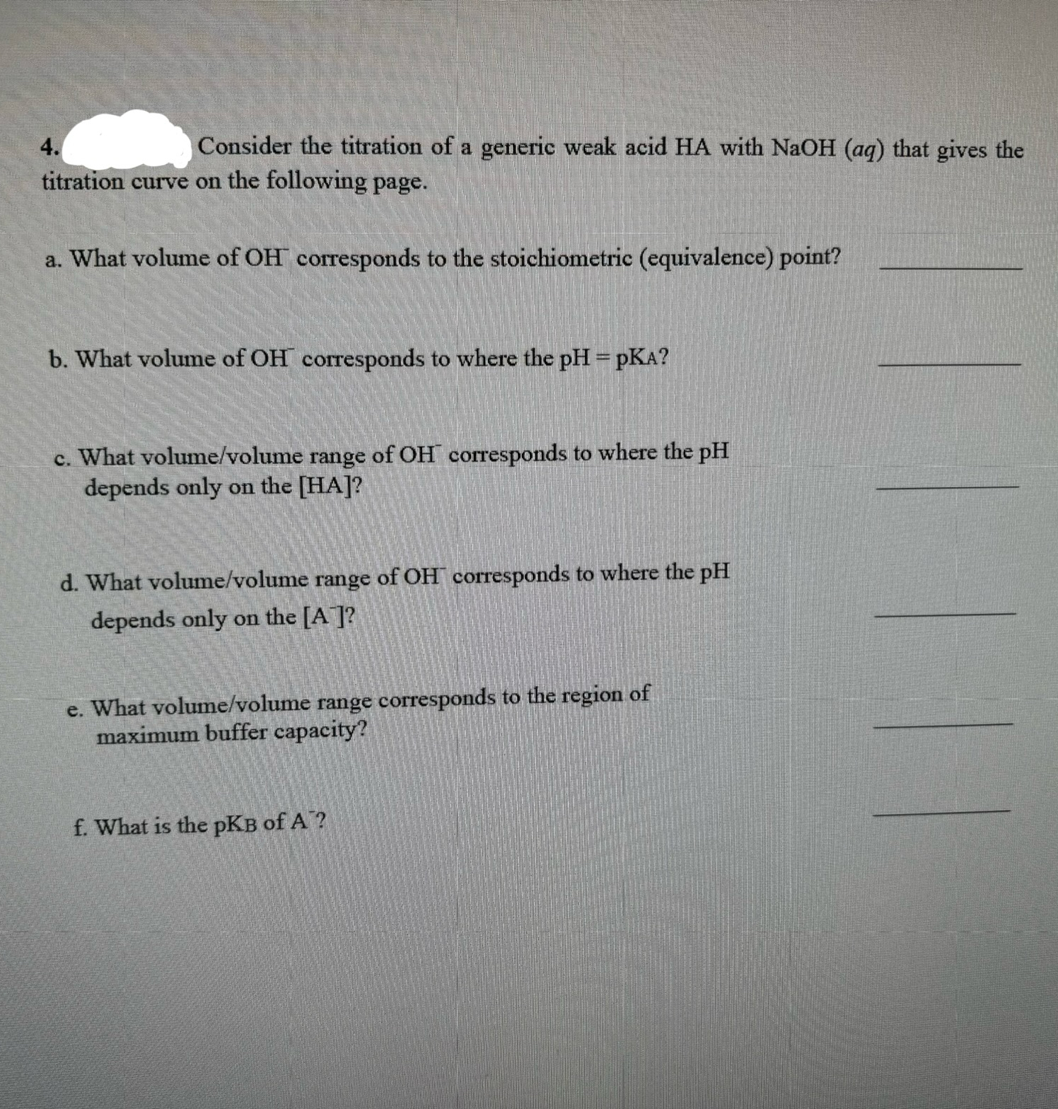 Solved Consider the titration of a generic weak acid HA | Chegg.com