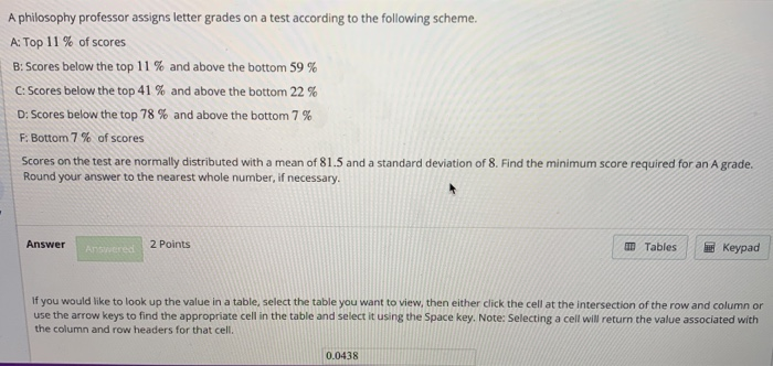 Solved A Philosophy Professor Assigns Letter Grades On A | Chegg.com