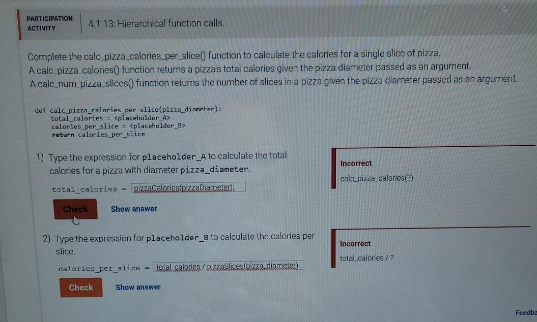 Solved PARTICIPATION ACTIVITY 4.1.13: Hierarchical Function | Chegg.com