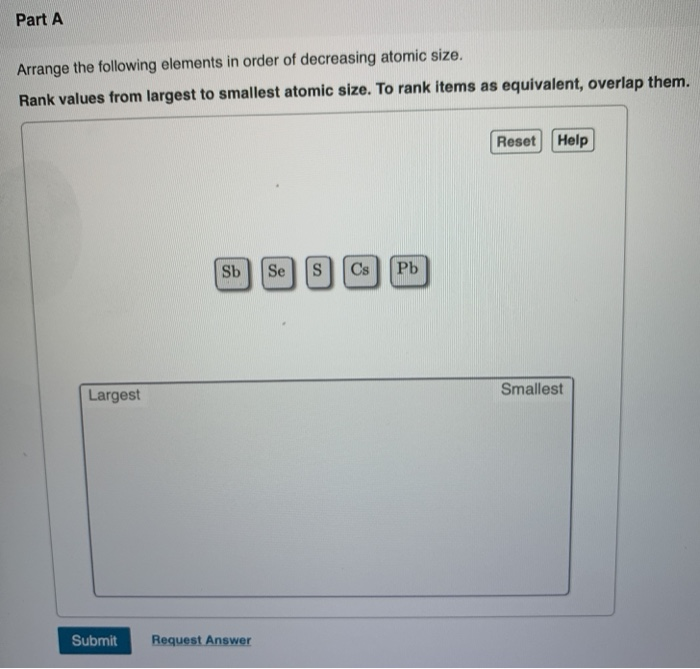 Solved Part A Arrange the following elements in order of