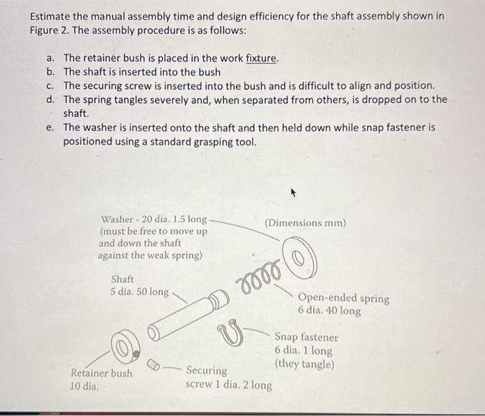 Solved Estimate the manual assembly time and design