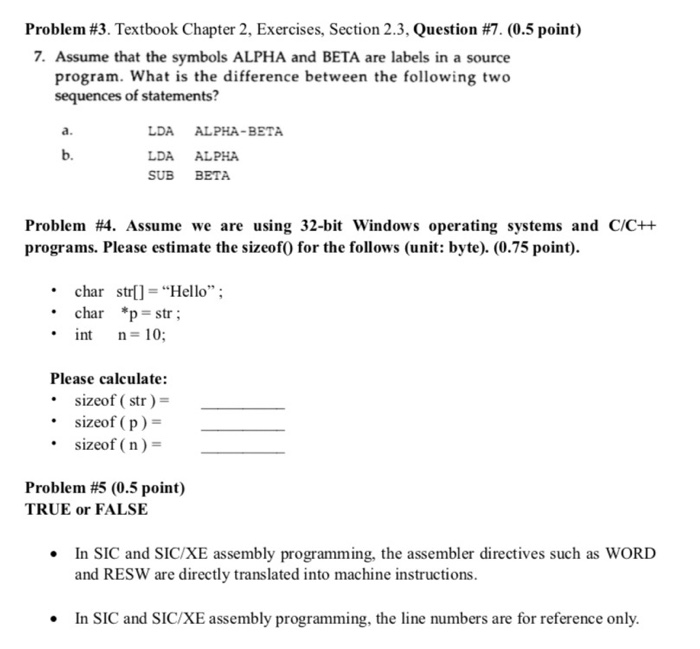 Assume that the symbols ALPHA and BETA are labels in