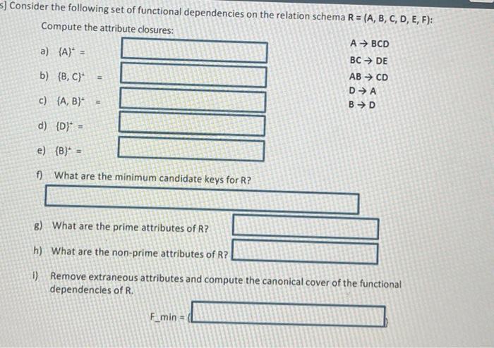 Solved Consider The Following Set Of Functional Dependencies | Chegg.com